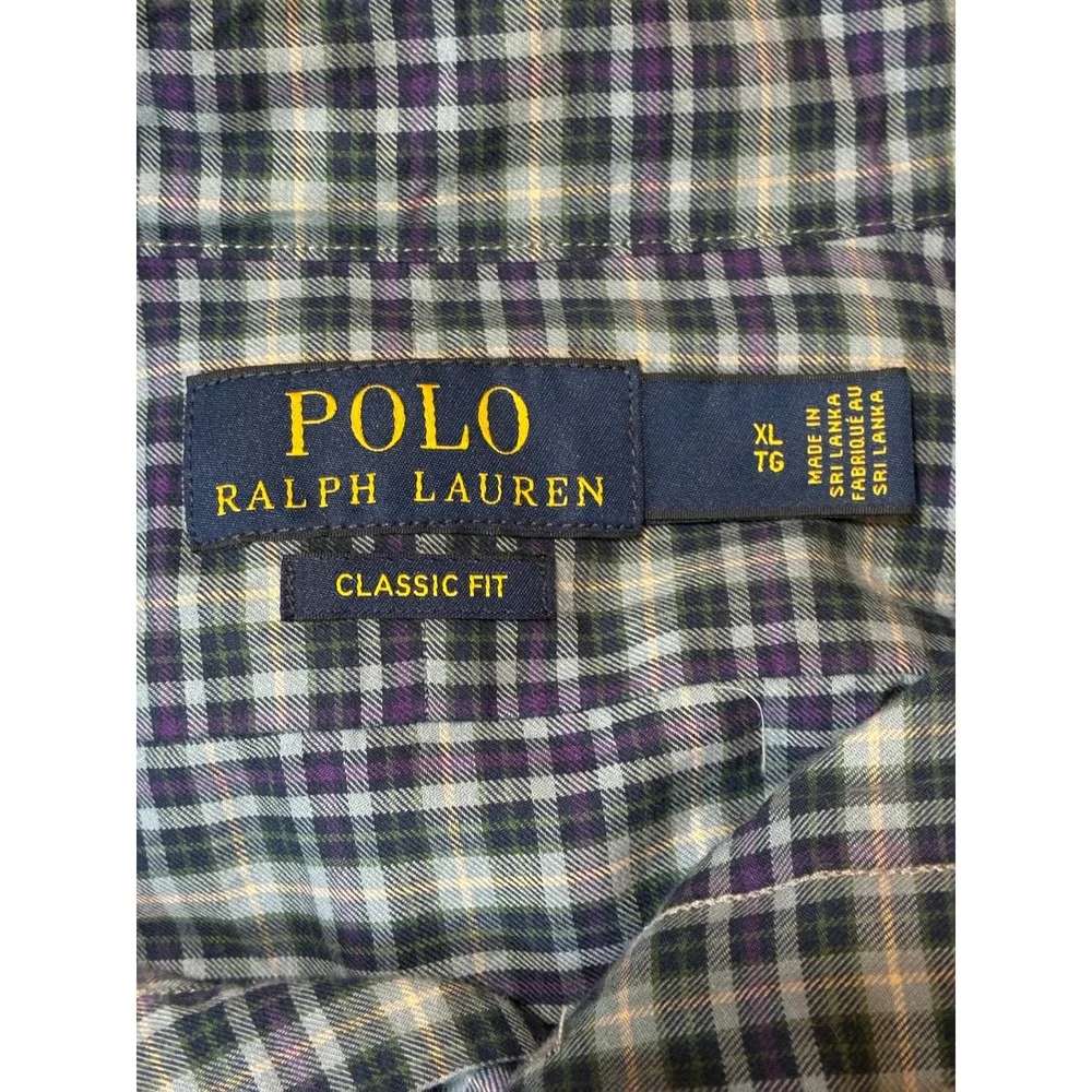 Polo Ralph Lauren Mens XL Classic Fit Plaid Cotton Button Down Shirt Blue Green